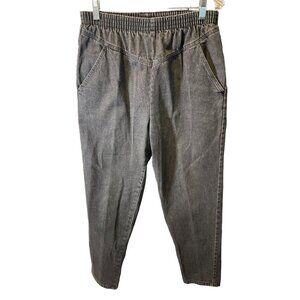Vintage Black Denim Pizzazz Elastic Waist Pull On Jeans Sz 14